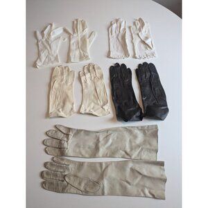 Lot Of 5 Pairs VINTAGE GLOVES Women's Small 40s 50s MCM Kid Leather Opera White